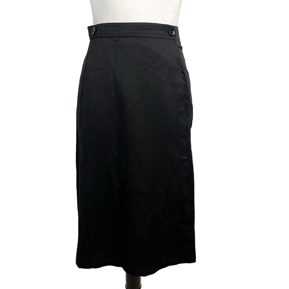 J. Crew Re-Imagined Wrap Skirt size 8 Black Midi A Line Modest Career Casual - Picture 1 of 7